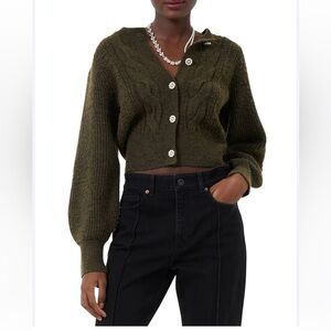 French Connection Lissie Cable Knit Cardigan Women’s Small Soft Cozy Preppy New